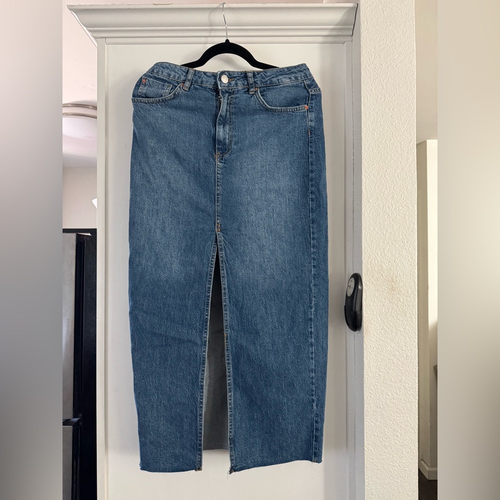 Denim maxi skirt